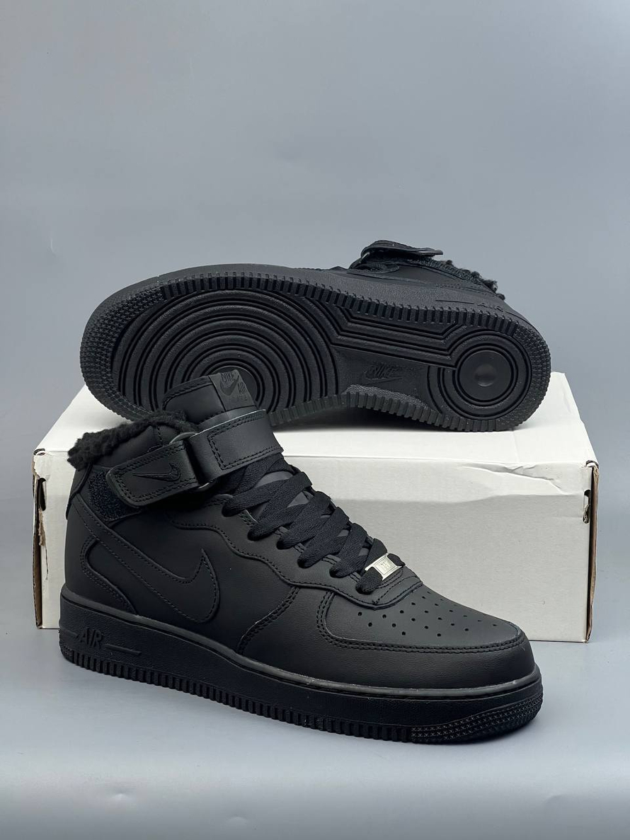 Кроссовки Nike AirForce 1 на меху #360 (черн.)