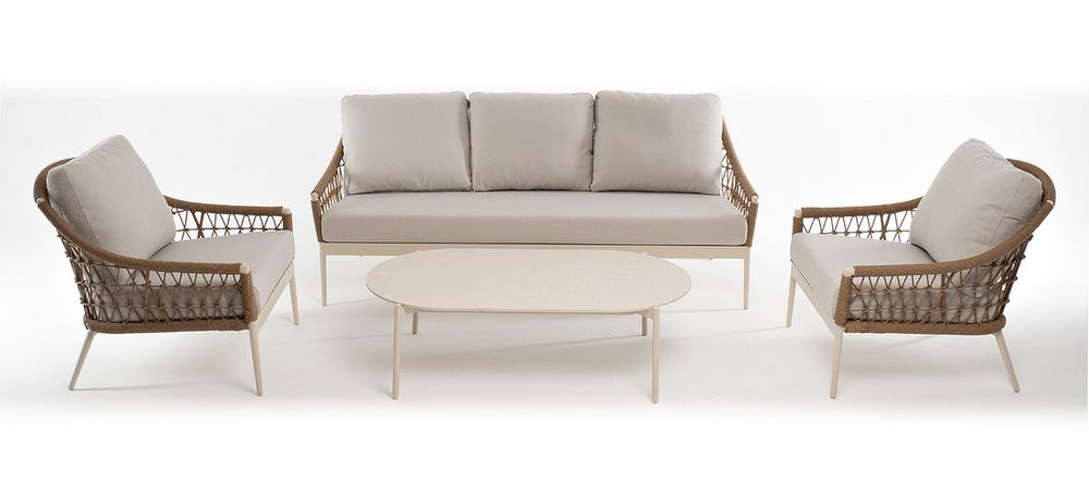 "Венеция" лаунж-зона из искусственного ротанга, цвет соломенный