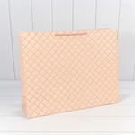 Пакет подарочный 50х40х15см Фигуры и узоры "Ромб" (Розовый)