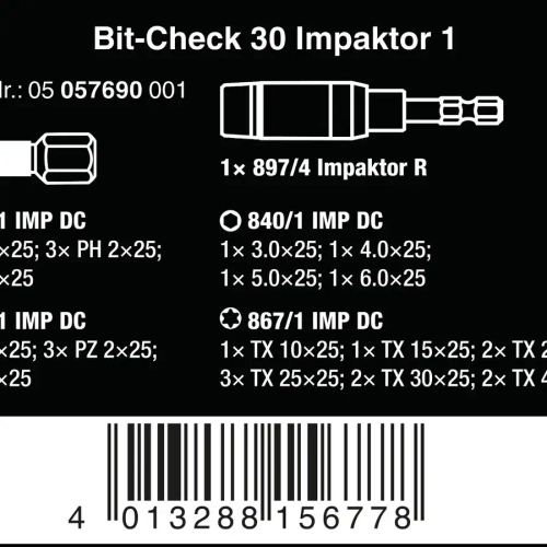 Набор ударных бит Bit-Check BC Impaktor/30 WERA 05057690001