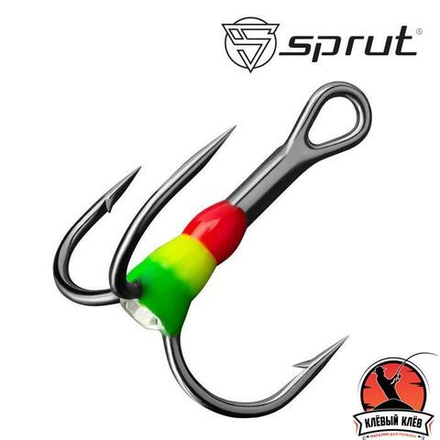 Крючки Тройные "Sprut" ST-36 BC с Каплей и Кристаллом/Color-Mix(1уп.*3шт) (Size # 4)