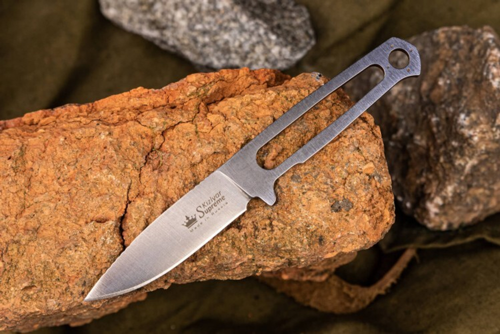 Нож Kizlyar Supreme Sturm mini Niolox (Stonewash, кожаный чехол)