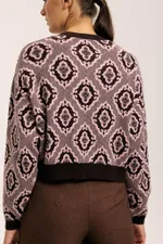 Лонгслив Idel Тюбетейка укороченный коричневый/розовый