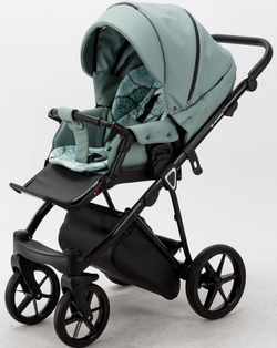 Детская коляска Adamex Porto Deluxe 2 в 1 PO-SA20 (СЕР-ЗЕЛЁН.КОЖА)