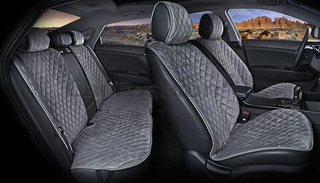 Накидки сидений ПОЛНЫЙ CarFashion (кт) -«CALIFORNIA PLUS» 22418 -Велюр т.серый/т.серый/т.серый