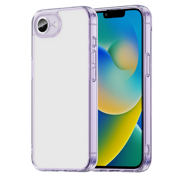 Чехол прозрачный для iPhone 16e, мягкие усиленные боковые рамки фиолетового цвета