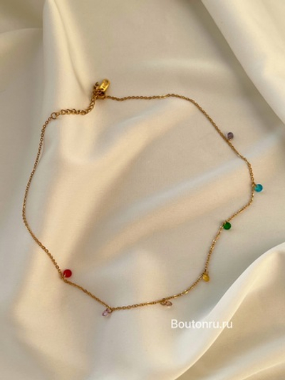 Цепочка-колье с разноцветными камнями