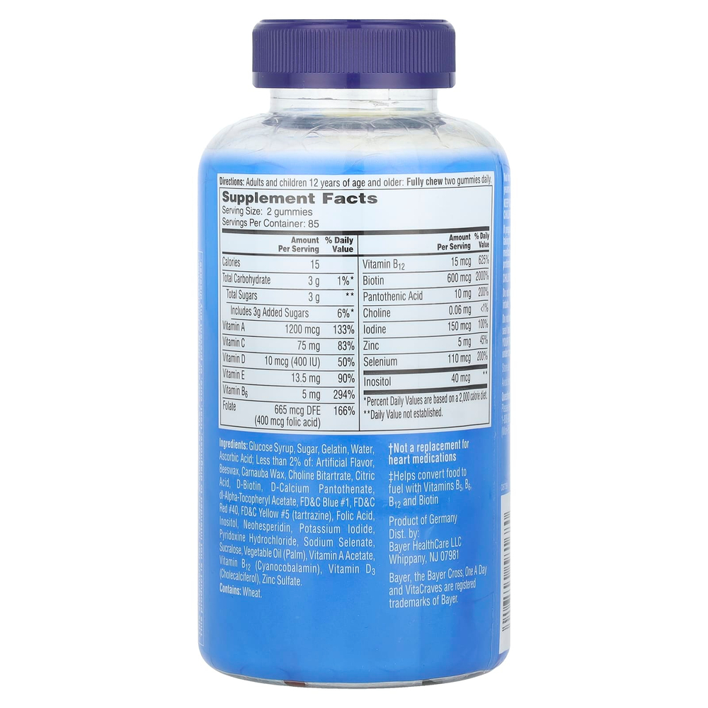 One-A-Day, Для мужчин, мультивитаминная и мультиминеральная добавка VitaCraves, с искусственными ароматизаторами, 170 жевательных таблеток