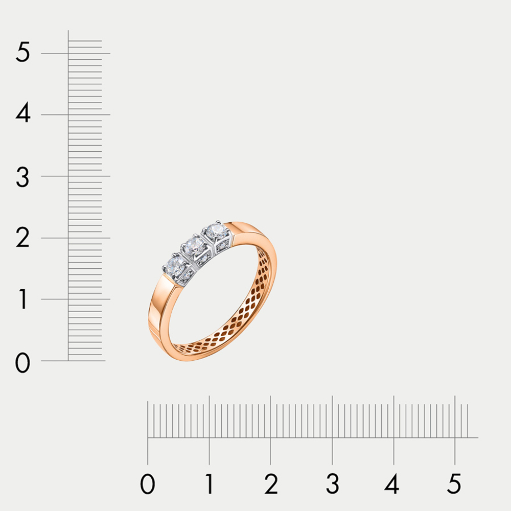 Кольцо женское из розового и белого золота 585 пробы с фианитами (арт. дф1101554р)