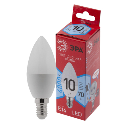 Лампа светодиодная ЭРА RED LINE LED B35-10W-840-E14 R 10Вт свеча нейтральный белый свет Е14