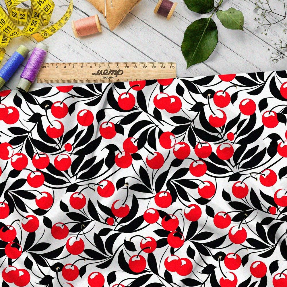 Ткань премиум атлас вишневый вдохновение