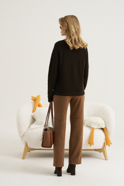 Свитер с крупной вязкой шоколадный