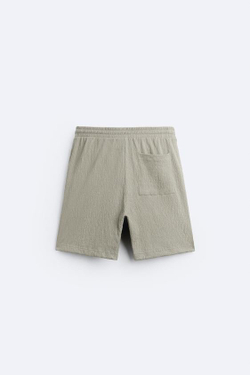 ZARA ШОРТЫ ИЗ РЕЛЬЕФНОЙ ТКАНИ, МЯГКИЙ ЗЕЛЕНЫЙ