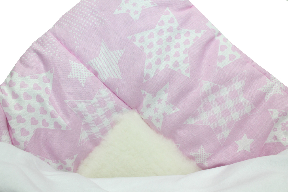 Комплект на выписку с меховым одеялом розовый