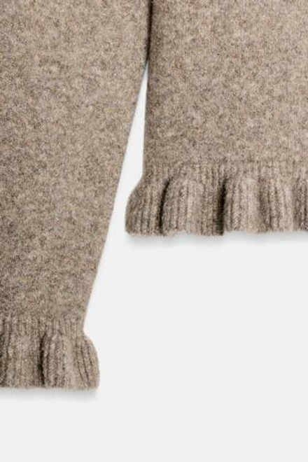 ZARA КАРДИГАН С ВОЛАНАМИ, СЕРО-КОРИЧНЕВЫЙ