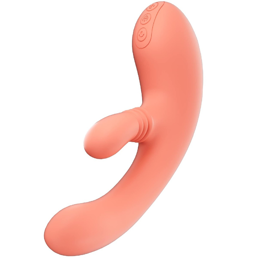 Инновационный вибратор кролик Vibella коралловый 27 см