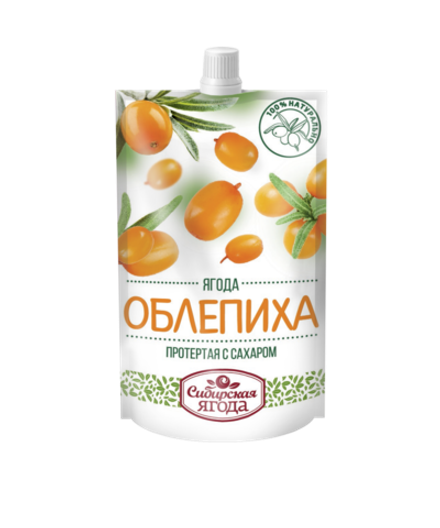 Облепиха протертая с сахаром / 280 г / дой-пак / Сибирская ягода