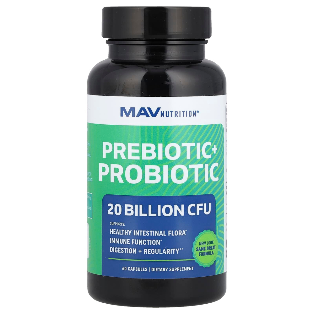 MAV Nutrition, Pre-Pro, пребиотик и пробиотик, 60 растительных капсул