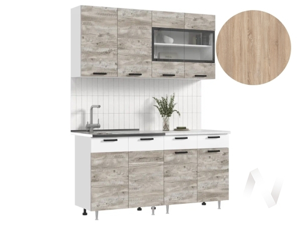 Кухня Рио NEW ЛДСП 1;6м (белый/юкон; белый/сонома)