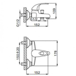 Смеситель для ванны, Frap, корот изл, с картриджем, хром, F3003