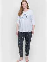 Трикотажный комплект с принтованными брючками (Размер: XXXL) (Цвет: серый)