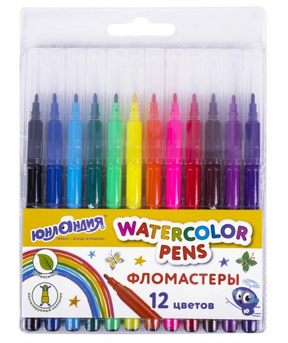 Фломастеры 12 цветов,вентилируемый колпачок "Классные!" (ЮНЛАНДИЯ)