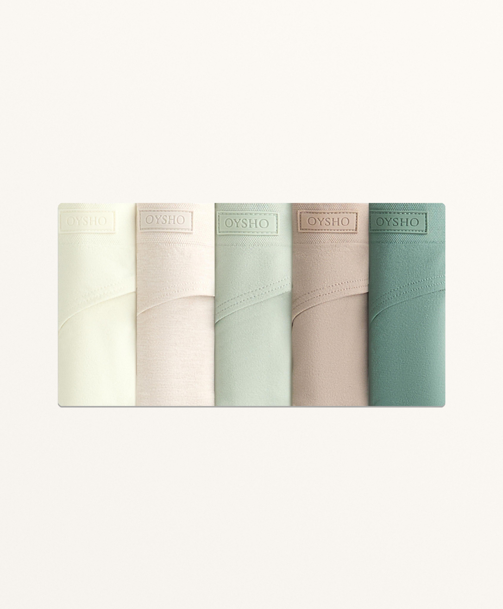 OYSHO Набор из 5 бесшовных трусов-стрингов, светлый хаки