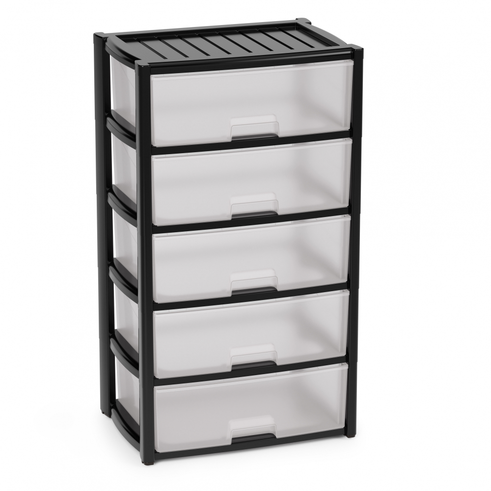 КОМОД КОЛОРИТ 5-ТИ СЕКЦИОН. ШИРОКИЙ ЧЁРНЫЙ АРТ.М8764