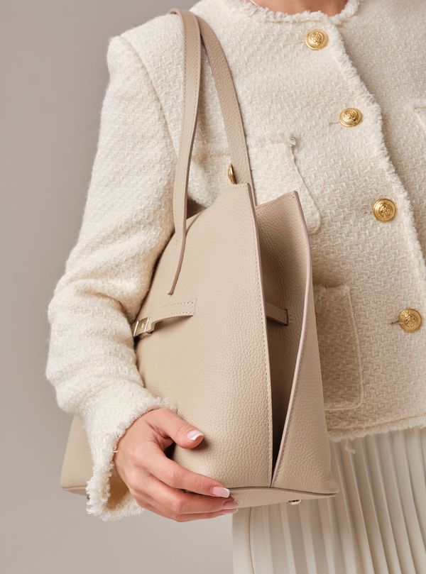 Кожаная сумка Bossy DBR 31382 бежевая пудра