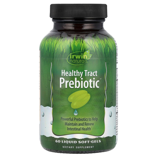 Irwin Naturals, Healthy Tract Prebiotic, пребиотик для здоровья кишечника, 60 капсул с жидкостью
