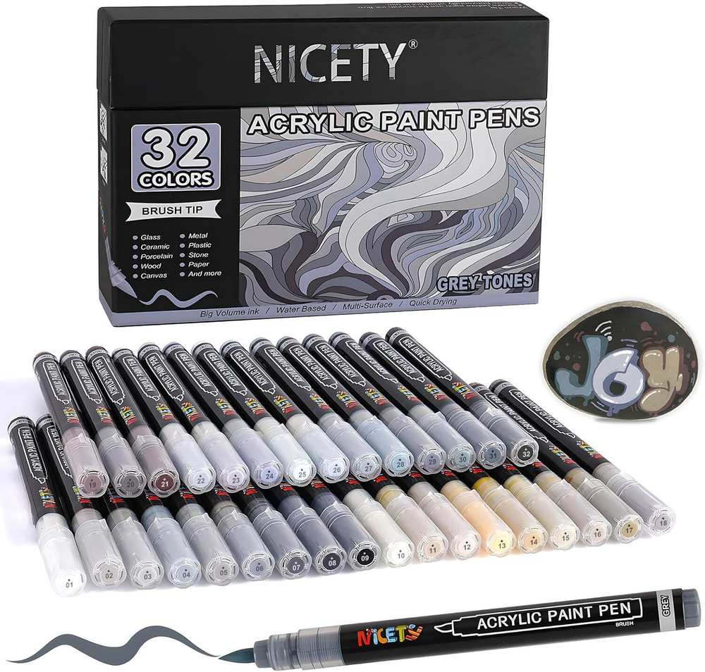 NICETY акриловые маркеры 1-5 мм, 32 шт, Grey