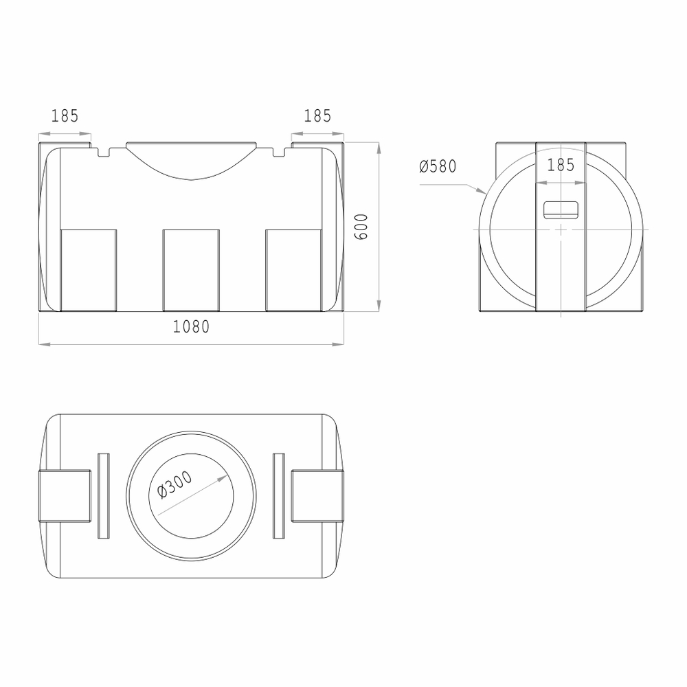 Ёмкость горизонтальная Политим 250 л. горизонтальный (1080x580x600см;синий) - арт.560708