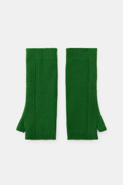 ZARA ДЛИННЫЕ МИТЕНКИ ИЗ 100% ШЕРСТИ, ЗЕЛЕНЫЙ