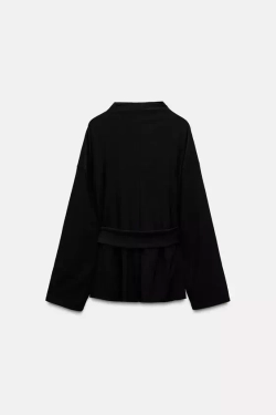 ZARA ТОП С ДРАПИРОВКОЙ И ПОЯСОМ, ЧЕРНЫЙ