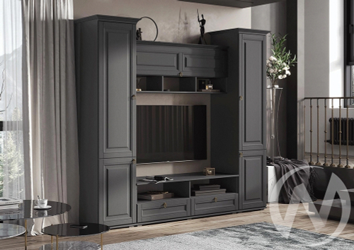 Гостиная Престиж 1 (графит/графит структурный) Вариант №5