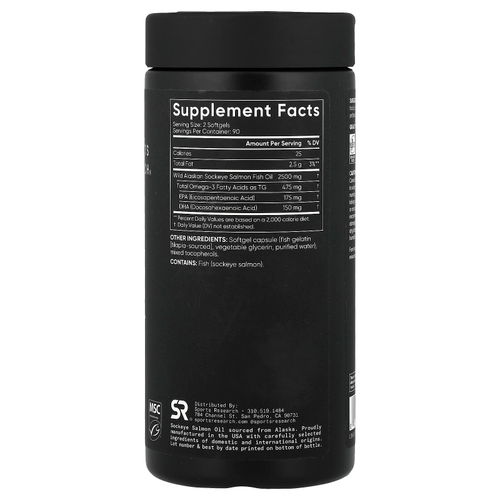 Sports Research, Жир аляскинского лосося с омега-3, дикая нерка, 180 мягких таблеток
