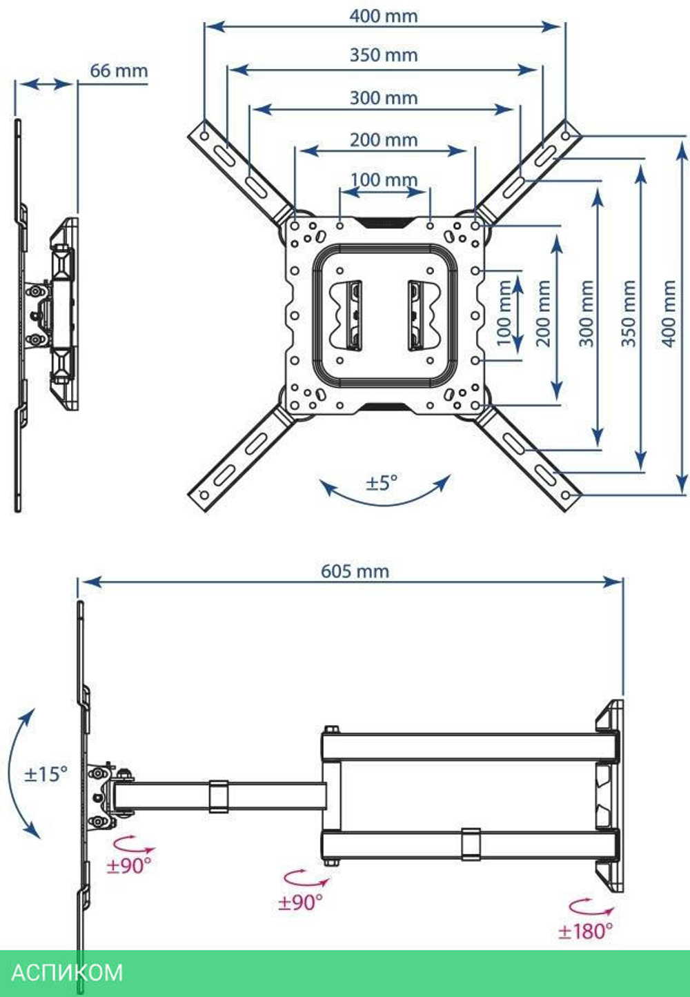 Кронштейн Kromax DIX-18 черный (20203)
