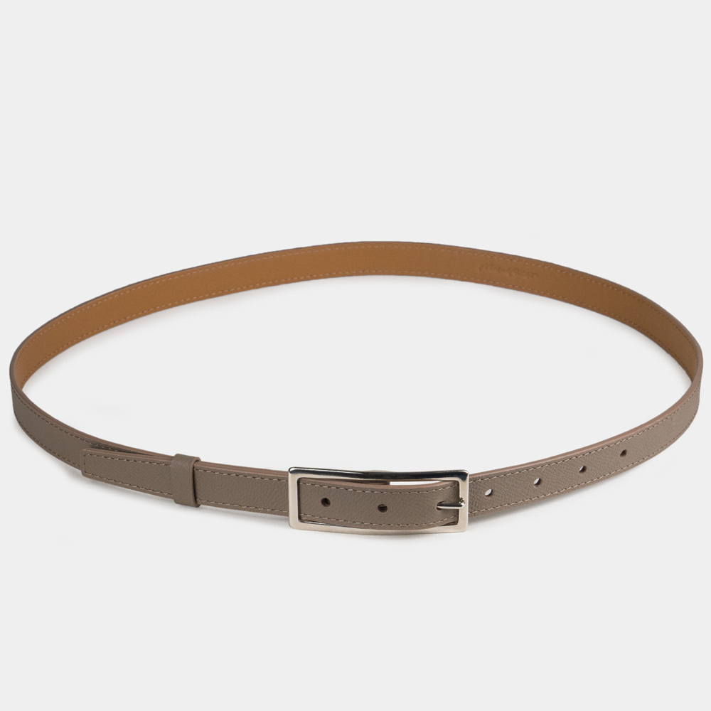 Ремень женский 20 мм из кожи сафьяно, бежевого цвета