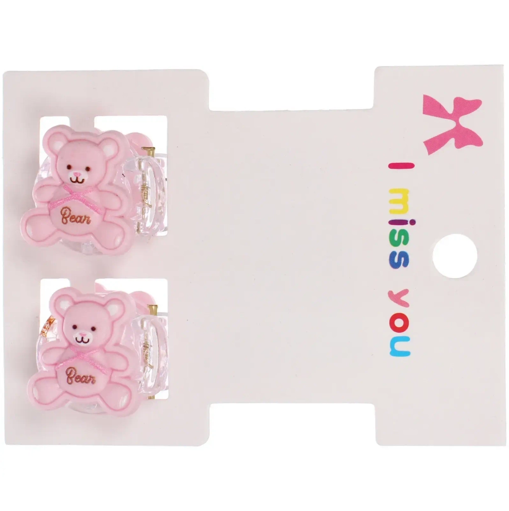 Заколки – крабы детские для волос 2шт на блистере «МАРЦИПАН», Мишутка, 1,2см