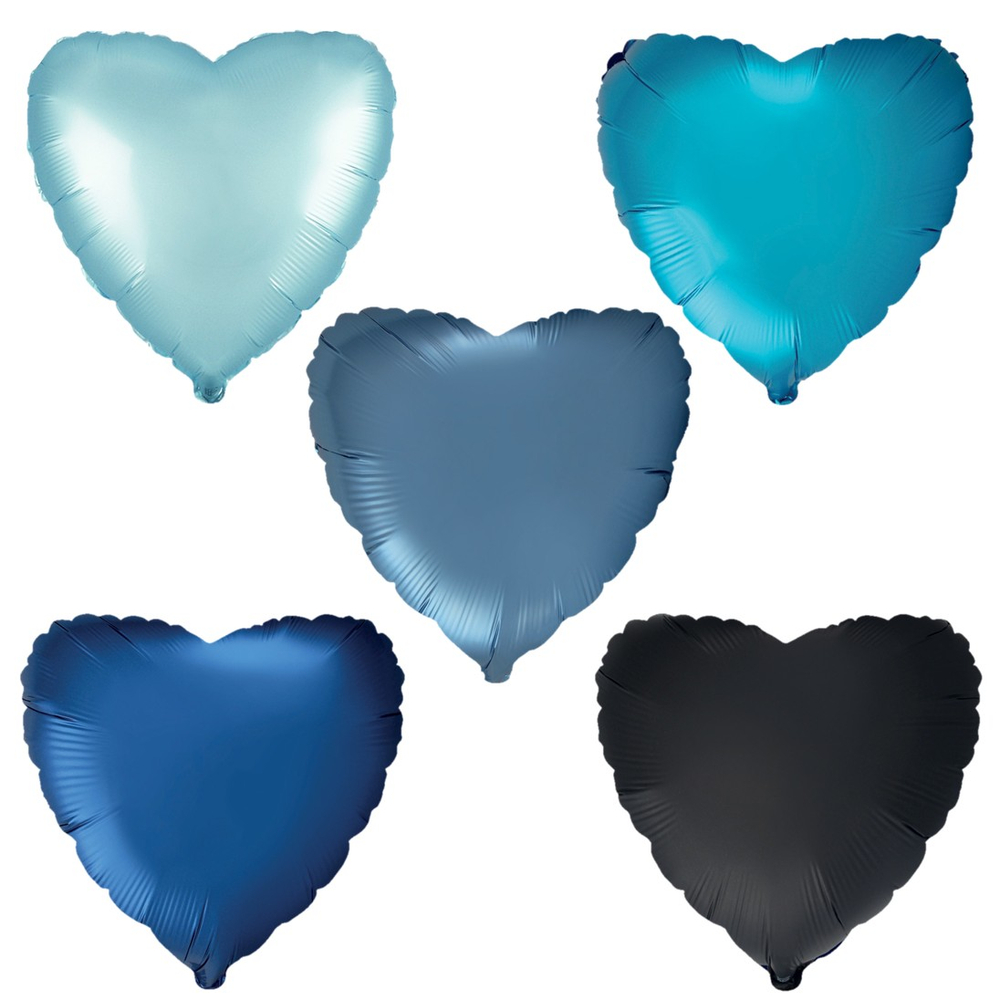 Фольгированный шар-сердце, сатин, в синих оттенках, 46 см