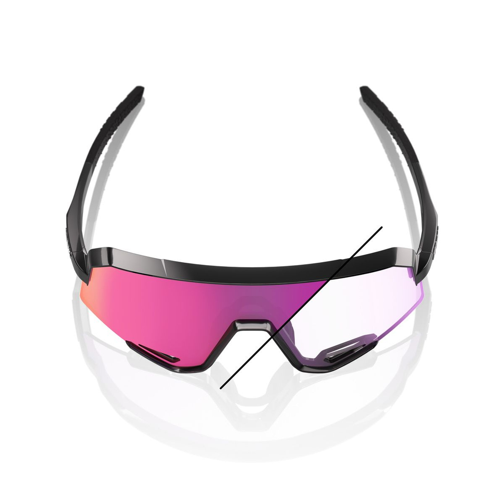 Спортивные очки с диоптриями 100% SLENDALE - Gloss Black - Photochromic Purple Mirror