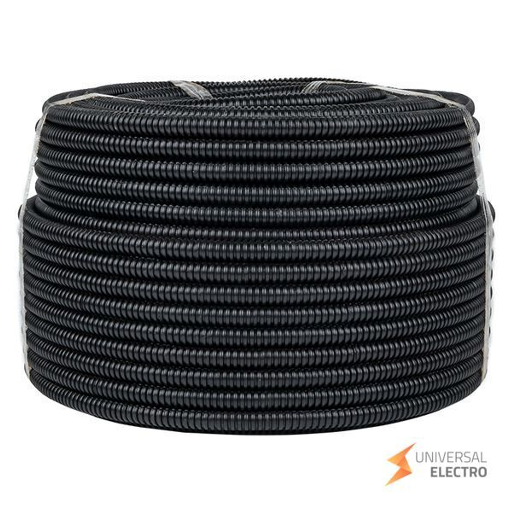Труба гофр, ПНД тяжелая с протяжкой d16 мм (100 м) черная EKF-Plast