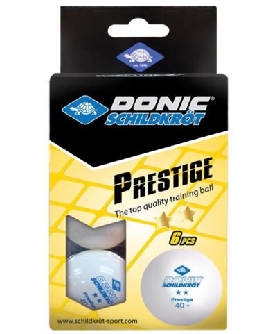 Мяч для настольного тенниса 2* Prestige, белый 6 шт.