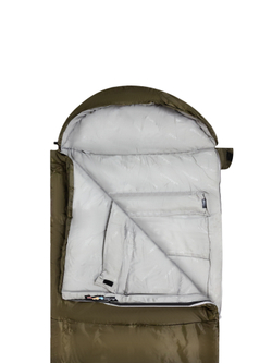 Спальный мешок Naturehike U350 с капюшоном, хаки (NH20MSD07), молния справа