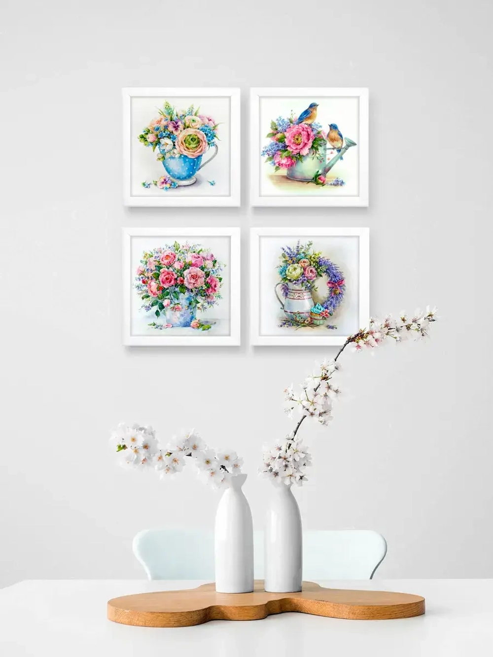 Картины на стену интерьерная на холсте 4 шт, 23*23 см