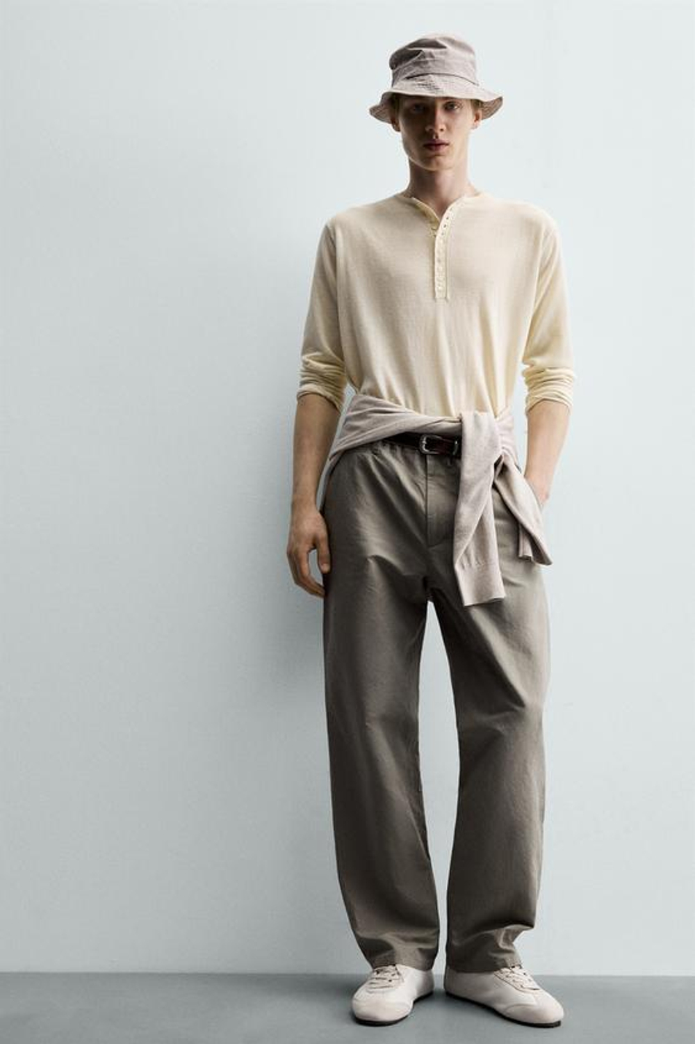 ZARA БРЮКИ RELAXED FIT С ХЛЯСТИКОМ, ЗЕЛЕНЫЙ/СЕРЫЙ