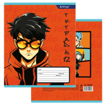 Тетрадь 12л., клетка, Alingar, скрепка, блок офсет, 100% белизна, мелованный картон (стандарт), "Anime style"