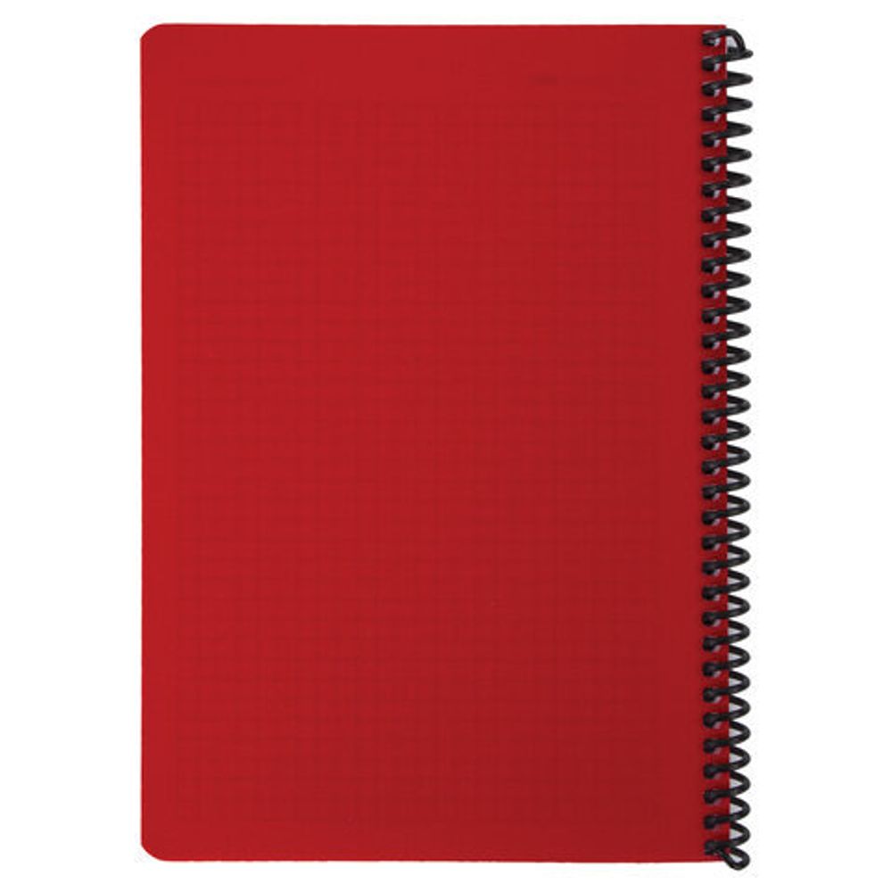 Тетрадь А5, 80 листов, BRAUBERG "Metropolis", спираль пластиковая, клетка, обложка пластик, КРАСНЫЙ, 403396