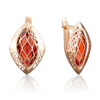 Серьги с английским замком из красного золота c эмалью Артикул: 02-3830-01-000-1110-48