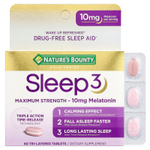 Nature's Bounty, Sleep 3, эффективное средство для улучшения качества сна, без наркотических веществ, 60 трехслойных таблеток